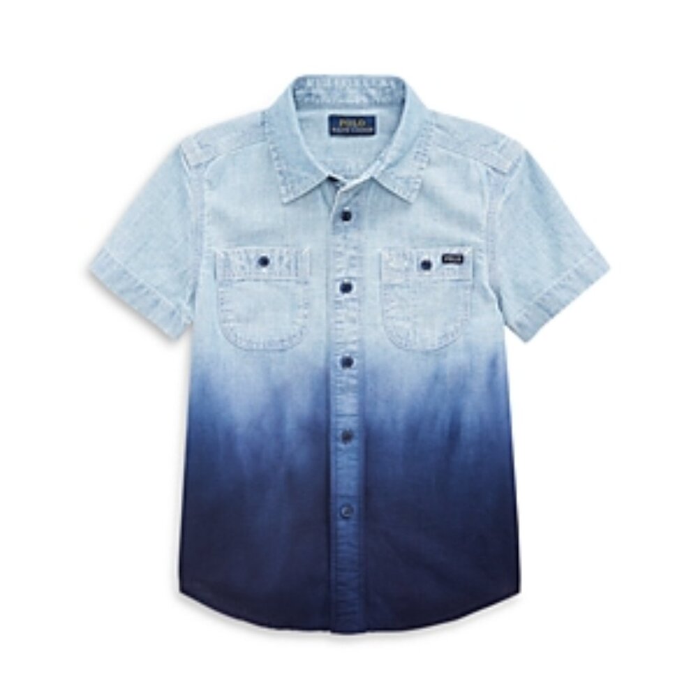 Polo Ralph Lauren Boys' Dip Dye Chambray Short Sleeve Shirt 2T - Little Kid New